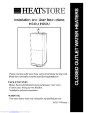 Heatstore HS30U Installation And User Instructions Manual