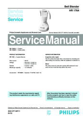 Philips Comfort HR1764 Service Manual