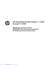 HP Chromebook 11-21 SERIES Maintenance And Service Manual