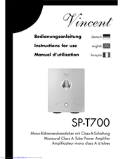 VINCENT sp-t700 Instructions For Use Manual