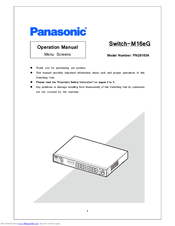 Panasonic PN28160A Operation Manual