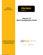 DVTEL Horizon 7.0 Quick Configuration Manual