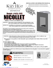 kozy heat Nicollet NCL-195 Installation And Operation Manual