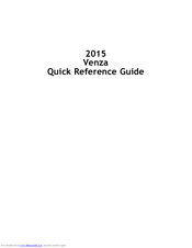 Toyota 2015 Venza Quick Reference Manual