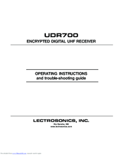 Lectrosonics UDR700 Operating Instructions Manual