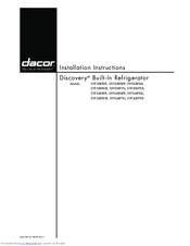 Dacor Discovery series Installation Instructions Manual