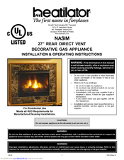 Heatilator NASIM Installation & Operating Instructions Manual