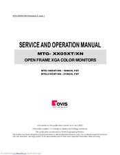 Tovis MTG-1905XN Service And Operation Manual
