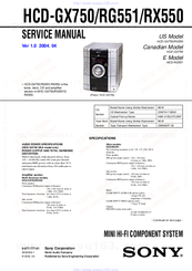 Sony HCD-RX550 Service Manual