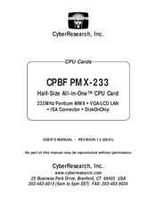 CyberResearch CPBF PMX-233 User Manual