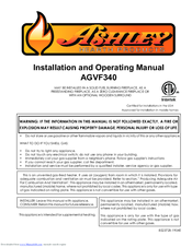 Ashley AGVF340 Installation And Operating Manual