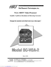 Hall Research Technologies SC-VGA-2 Manual