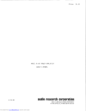 Audio Research D-160 Owner's Manual