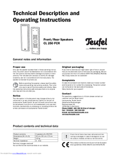 Teufel CL 250 C Technical Description And Operating Instructions