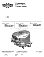 Briggs & Stratton 440000 Intek Extended Life Series Operator's Manual