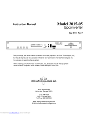 Cross Technologies 2015-05 Instruction Manual