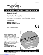 Wonderfire 961 Installation And Owner's Manual