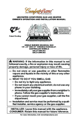 Comfort Flame CRL3128NA Owner's Operating & Installation Manual