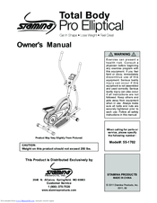 Stamina Total Body Pro Elliptical 55-1702 Owner's Manual