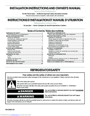 Whirlpool WRS975SIDM Installation Instructions And Owner's Manua