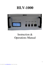 Beko HLV-1000 Instruction & Operation Manual