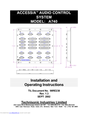 Technisonic Industries Limited ACCESS/A A740 Installation And Operating Instructions Manual