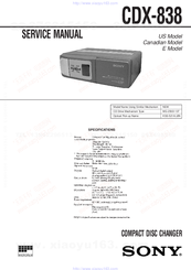 Sony CDX-838 - Compact Disc Changer System Service Manual