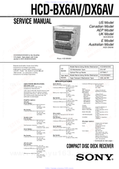 Sony HCD-DX6AV Service Manual