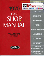 Ford Mustang 1970 Shop Manual