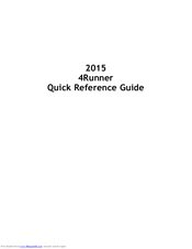 Toyota 2015 4Runner Quick Reference Manual