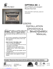 Archgard OPTIMA 30 - 1 User's Installation, Operation And Maintenance Manual