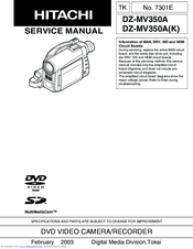 Hitachi DZ-MV350A - Camcorder Service Manual