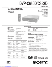 Sony DVP-C653D Service Manual
