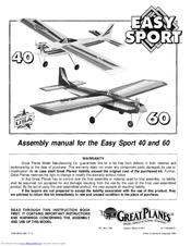 GREAT PLANES Easy Sport 60 Assembly Manual