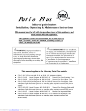 Patio Plus PH series Installation, Operating,  & Maintenance Instructions