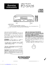 Pioneer PD-S705 Operating Instructions Manual