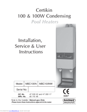 Certikin MBC100NW Installation, Service & User Instructions