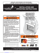Continental Fireplaces BCDV36CFPTR Installation And Operating Instructions Manual