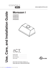 Zephyr Monsoon I AK9228AS Use, Care And Installation Manual