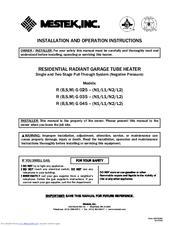Mestek S Installation And Operation Instructions Manual