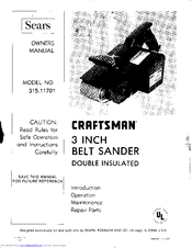 Craftsman 315.11701 Owner's Manual