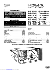 Lennox LGH092H Installation Instructions Manual