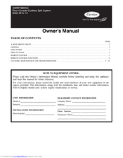 Carrier 40MBF/38MAQ Owner's Manual