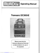 Murex Transarc DC303iE Operating Manual