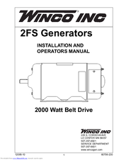 Winco 2FS Series Installation And Operator's Manual