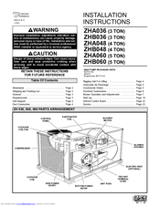 Lennox ZHA036 Installation Instructions Manual