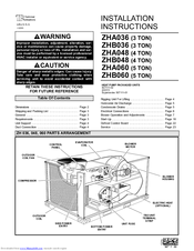 Lennox ZHA048 Installation Instructions Manual