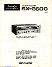 Pioneer SX-3600 Operating Instructions Manual