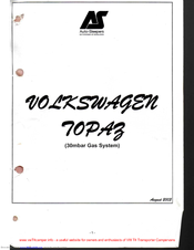 Auto-Sleepers 2003 Volkswagen Topaz Owner's Manual