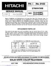 Hitachi 27MMV30B Service Manual